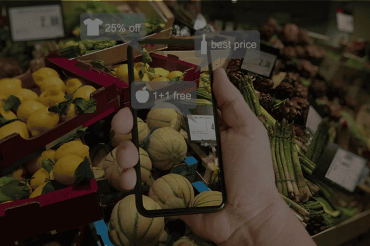 Person using a mobile app on a smartphone while shopping